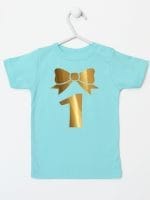 jedynka złota na pierwsze urodziny koszulka z krótkim rękawem kolor miętowy 050