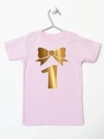 jedynka złota na pierwsze urodziny koszulka z krótkim rękawem kolor różowy 050