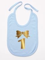 jedynka złota na pierwsze urodziny śliniak niemowlęcy kolor błękitny 050
