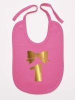 jedynka złota na pierwsze urodziny śliniak niemowlęcy kolor ciemny różowy 050