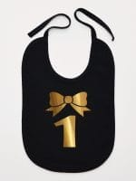 jedynka złota na pierwsze urodziny śliniak niemowlęcy kolor czarny 050