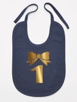jedynka złota na pierwsze urodziny śliniak niemowlęcy kolor granatowy 050