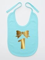 jedynka złota na pierwsze urodziny śliniak niemowlęcy kolor miętowy 050