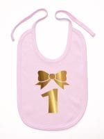 jedynka złota na pierwsze urodziny śliniak niemowlęcy kolor różowy 050