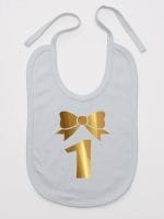 jedynka złota na pierwsze urodziny śliniak niemowlęcy kolor szary 050