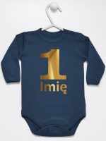 jedynka złota z imieniem na roczek body z długim rękawem kolor granatowy 082 jedynka złota z imieniem na roczek body z długim rękawem kolor granatowy 082