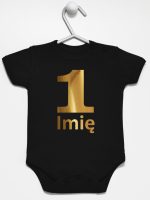 jedynka złota z imieniem na roczek body z krótkim rękawem kolor czarny 082 jedynka złota z imieniem na roczek body z krótkim rękawem kolor czarny 082