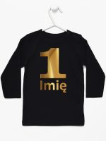 jedynka złota z imieniem na roczek koszulka z długim rękawem kolor czarny 082