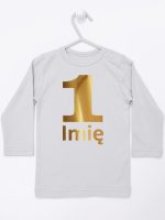 jedynka złota z imieniem na roczek koszulka z długim rękawem kolor szary 082