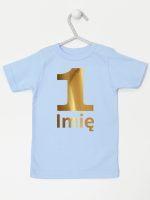 jedynka złota z imieniem na roczek koszulka z krótkim rękawem kolor błękitny 082