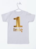 jedynka złota z imieniem na roczek koszulka z krótkim rękawem kolor szary 082