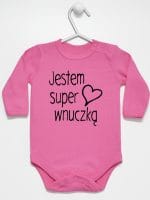 jestem super wnuczką body z długim rękawem kolor ciemny różowy 067
