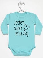 jestem super wnuczką body z długim rękawem kolor miętowy 067