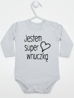 jestem super wnuczką body z długim rękawem kolor szary 067