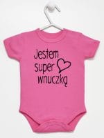 jestem super wnuczką body z krótkim rękawem kolor ciemny rózowy 067