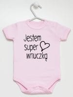 jestem super wnuczką body z krótkim rękawem kolor różowy 067