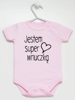 jestem super wnuczką body z krótkim rękawem kolor różowy 067