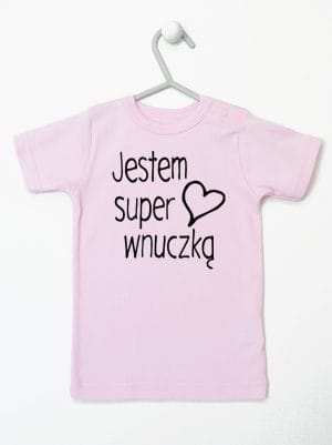 jestem super wnuczką koszulka z krótkim rękawem kolor różowy 067