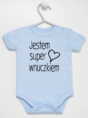 jestem super wnuczkiem body z krótkim rękawem kolor błękitny 068