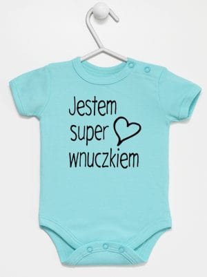 jestem super wnuczkiem body z krótkim rękawem kolor miętowy 068
