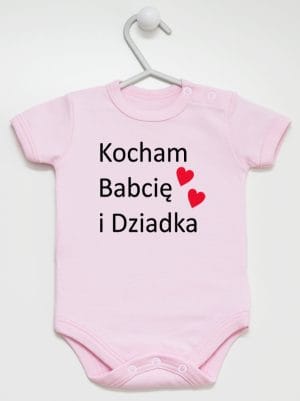 kocham babcię i dziadka body z krótkim rękawem kolor różowy 002