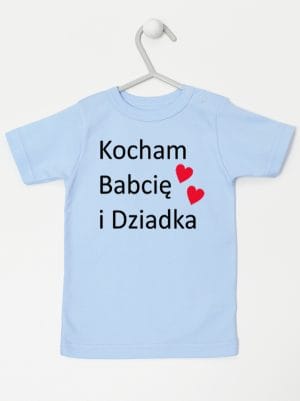 kocham babcię i dziadka koszulka z krótkim rękawem kolor błękitny 002