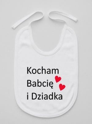 kocham babcię i dziadka śliniak niemowlęcy kolor biały 002