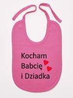 kocham babcię i dziadka śliniak niemowlęcy kolor ciemny różowy 002