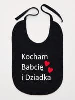 kocham babcię i dziadka śliniak niemowlęcy kolor czarny 002