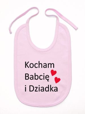 kocham babcię i dziadka śliniak niemowlęcy kolor różowy 002