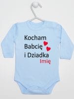 kocham babcię i dziadka z imieniem body z długim rękawem kolor błękitny 003