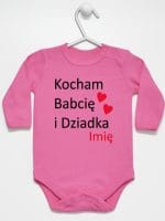 kocham babcię i dziadka z imieniem body z długim rękawem kolor ciemny różowy 003