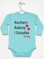 kocham babcię i dziadka z imieniem body z długim rękawem kolor miętowy 003