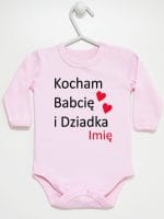 kocham babcię i dziadka z imieniem body z długim rękawem kolor różowy 003