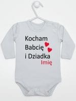 kocham babcię i dziadka z imieniem body z długim rękawem kolor szary 003