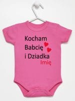 kocham babcię i dziadka z imieniem body z krótkim rękawem kolor ciemny rózowy 003