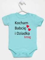 kocham babcię i dziadka z imieniem body z krótkim rękawem kolor miętowy 003