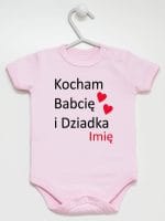 kocham babcię i dziadka z imieniem body z krótkim rękawem kolor różowy 003