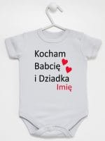 kocham babcię i dziadka z imieniem body z krótkim rękawem kolor szary 003