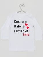kocham babcię i dziadka z imieniem koszulka z długim rękawem kolor biały 003