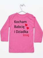 kocham babcię i dziadka z imieniem koszulka z długim rękawem kolor ciemny różowy 003