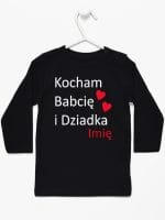 kocham babcię i dziadka z imieniem koszulka z długim rękawem kolor czarny 003