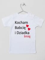kocham babcię i dziadka z imieniem koszulka z krótkim rękawem kolor biały 003