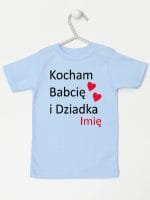 kocham babcię i dziadka z imieniem koszulka z krótkim rękawem kolor błękitny 003
