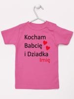 kocham babcię i dziadka z imieniem koszulka z krótkim rękawem kolor ciemny różowy 003