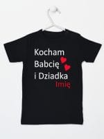 kocham babcię i dziadka z imieniem koszulka z krótkim rękawem kolor czarny 003