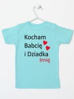 kocham babcię i dziadka z imieniem koszulka z krótkim rękawem kolor miętowy 003