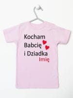 kocham babcię i dziadka z imieniem koszulka z krótkim rękawem kolor różowy 003