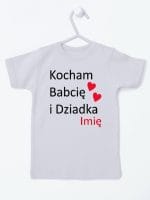 kocham babcię i dziadka z imieniem koszulka z krótkim rękawem kolor szary 003