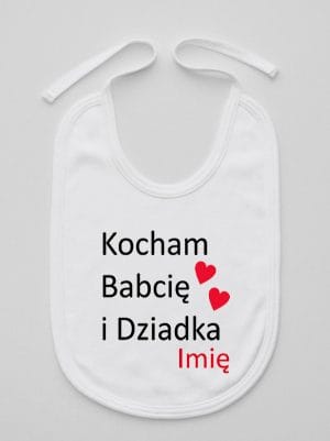 kocham babcię i dziadka z imieniem śliniak niemowlęcy kolor biały 003
